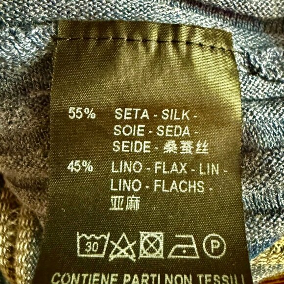 NEW-Corneliani Silk Linen Striped 3-Button Polo Shirt Mens Size 48, $575RT - Picture 7 of 12